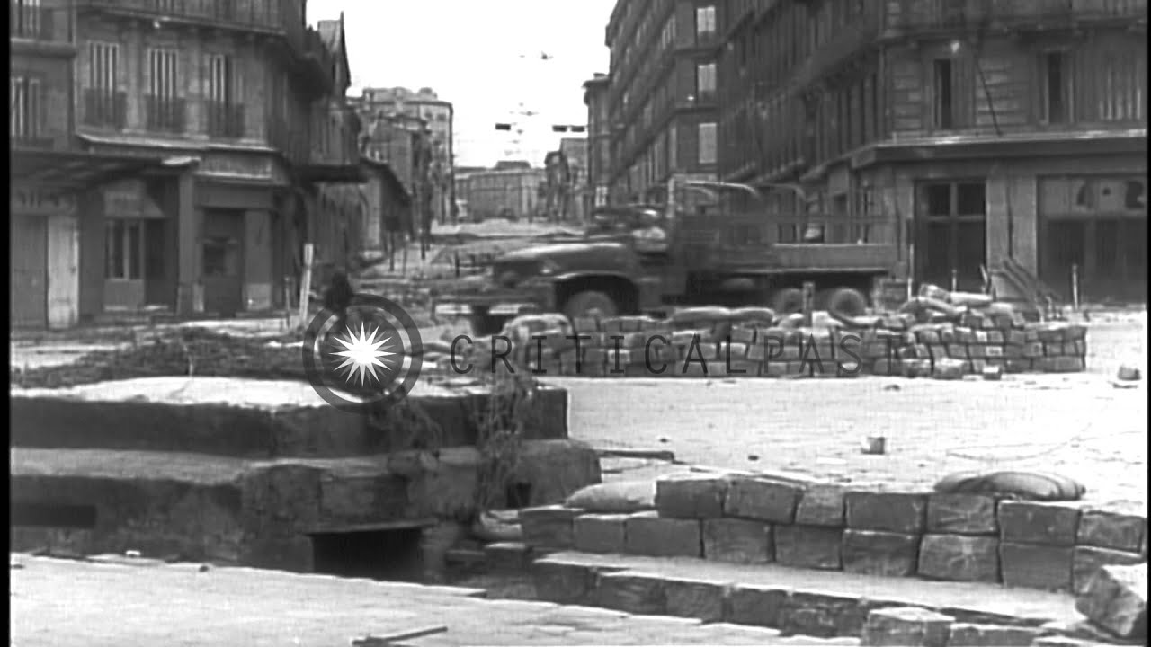 Docks, warehouses and port facilities damaged during the Liberation of Marseilles...HD Stock Footage